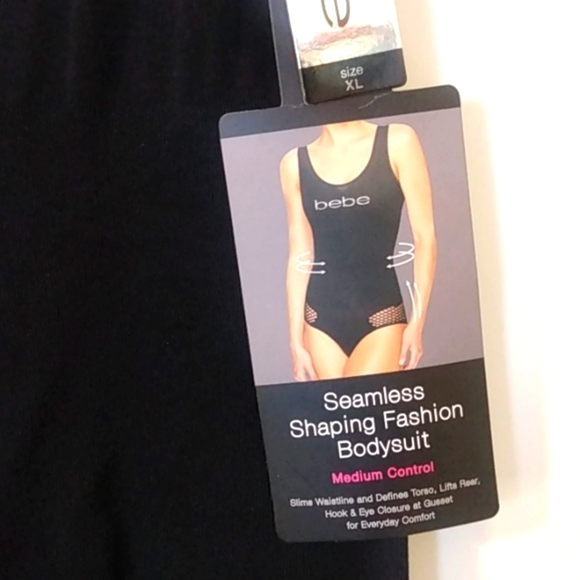 BEBE BLACK SEAMLESS CONTOUR SHAPING MEDIUM CONTROL FASHION BODYSUIT SIZE XL NWT - Picture 6 of 8